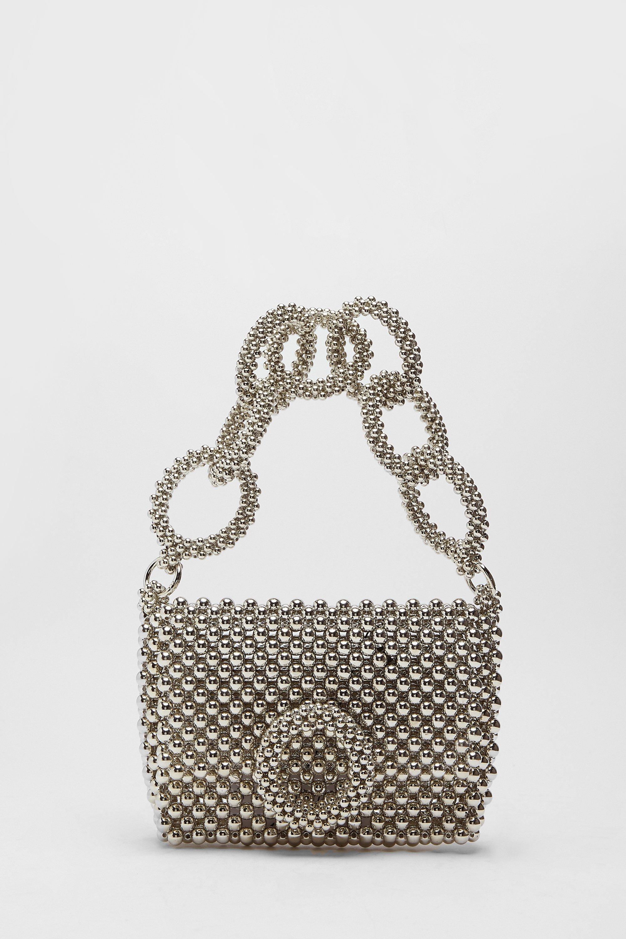 Metallic beaded clearance shoulder bag